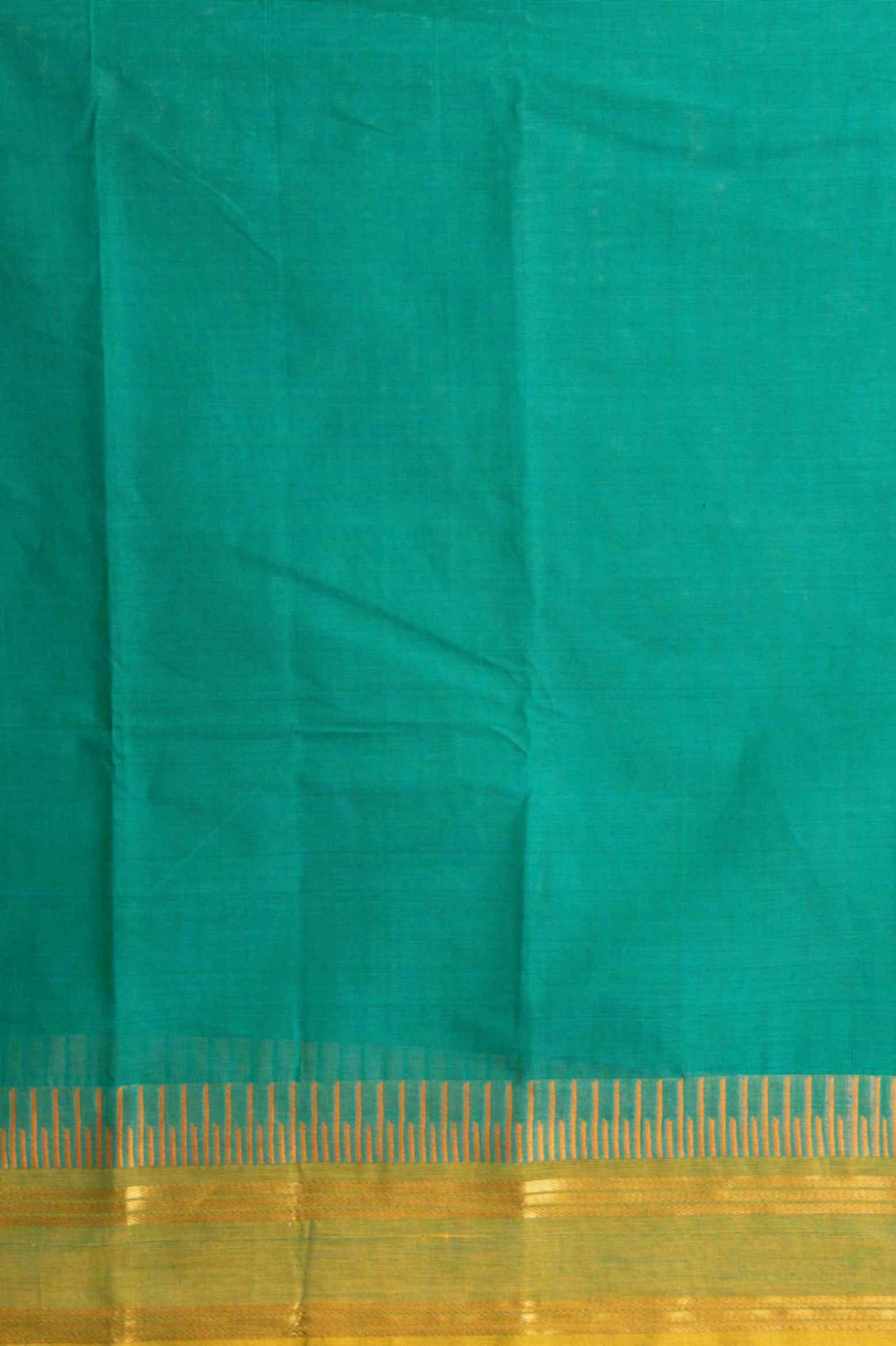 Teal green ganga jamuna kanchi cotton saree