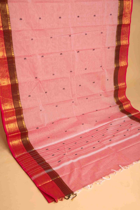 Light pink and brown kanchi cotton saree