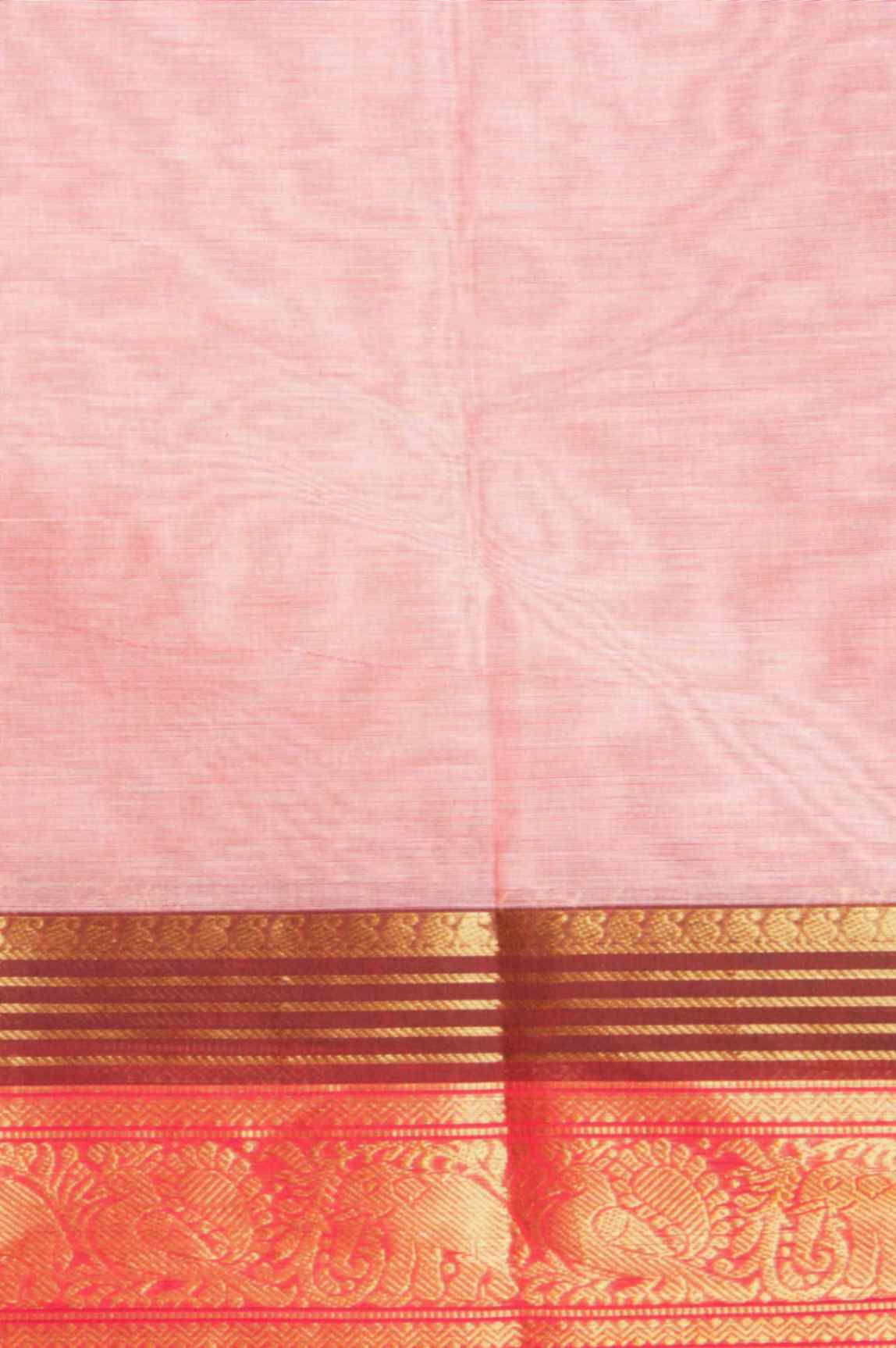 Light pink and brown kanchi cotton saree