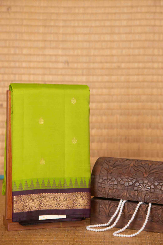 Lime green and purple pure touch silk saree