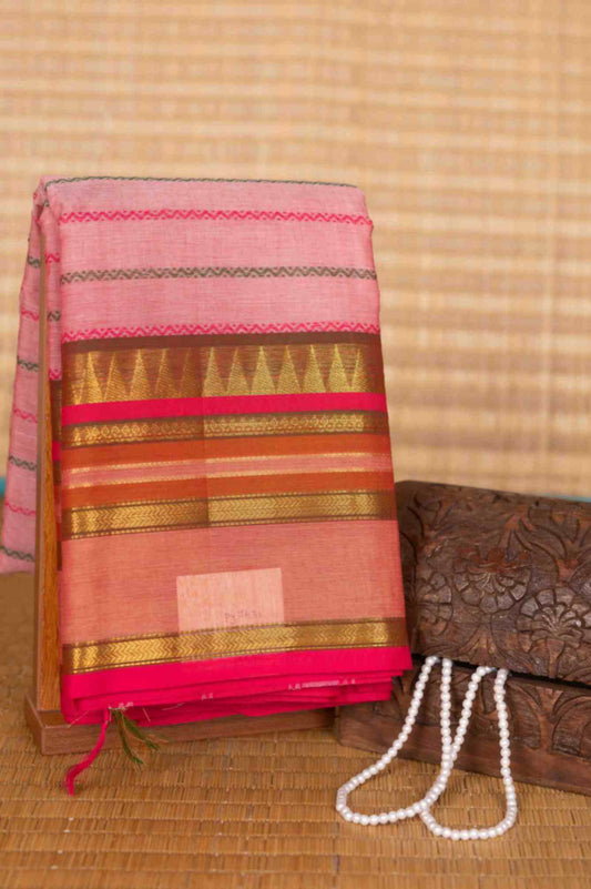 Pink veldhari kanchi cotton saree