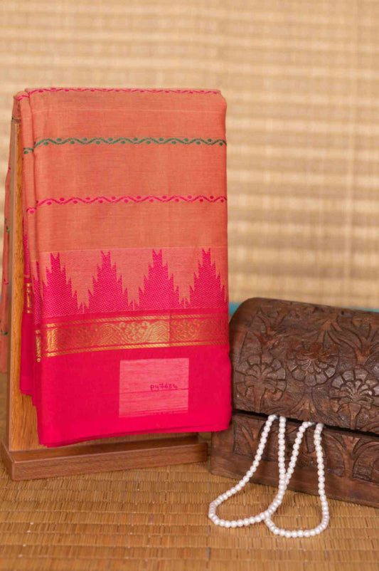 Dual tone orange kanchi cotton saree