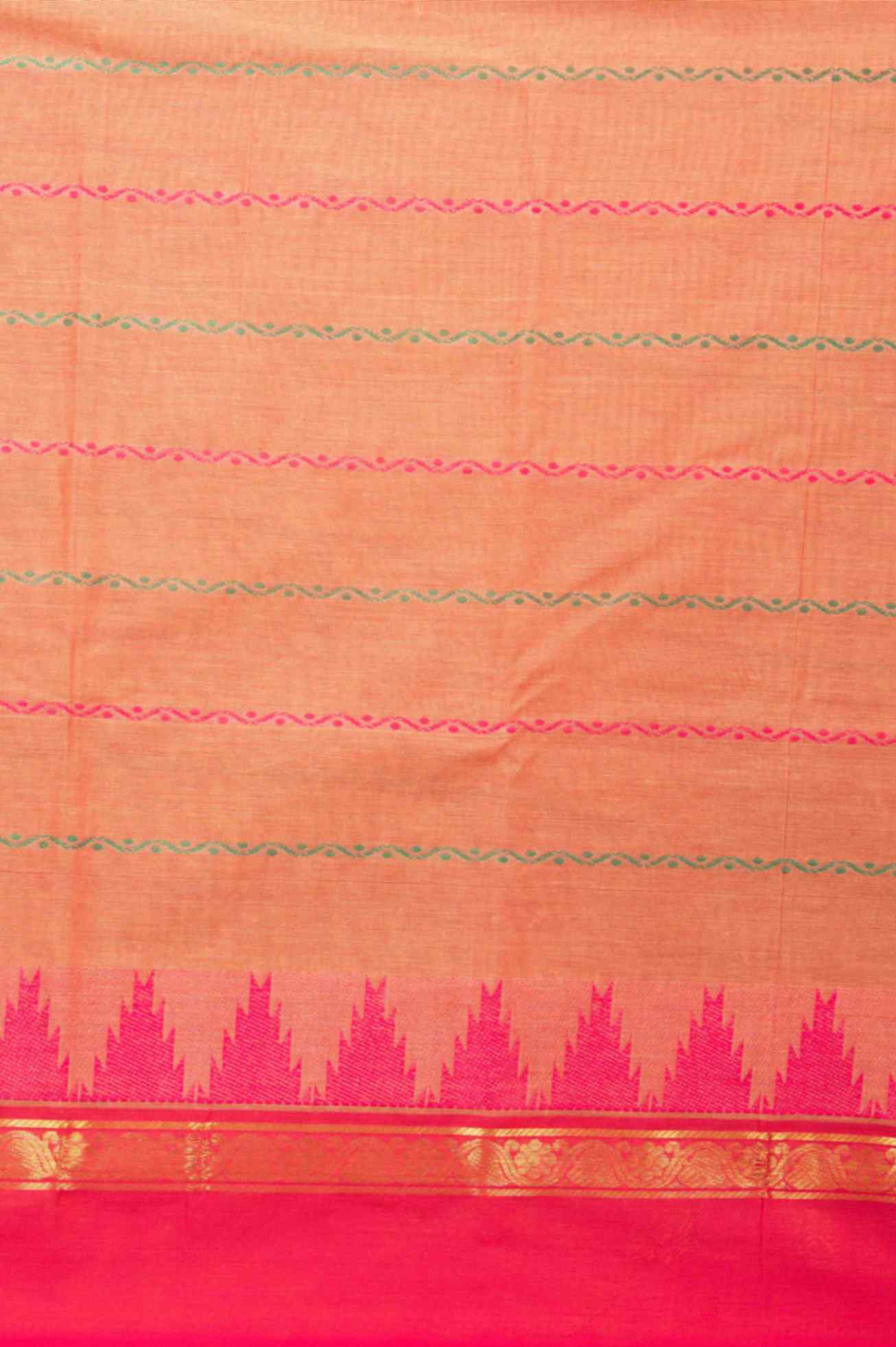Dual tone orange kanchi cotton saree
