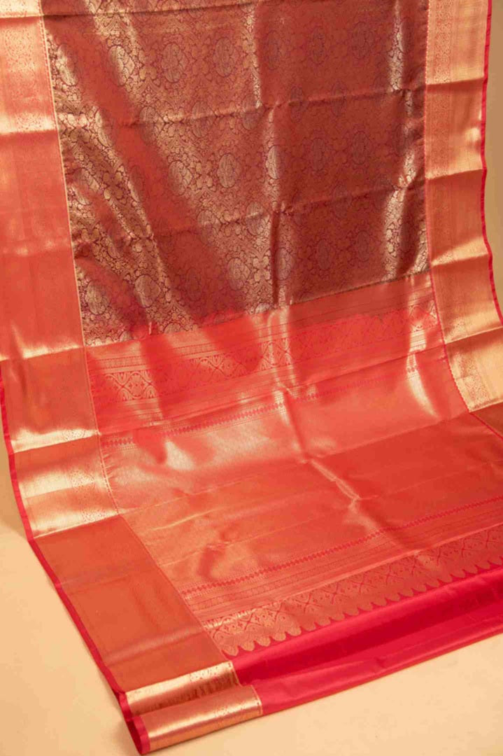 Red and maroon bridal silk saree