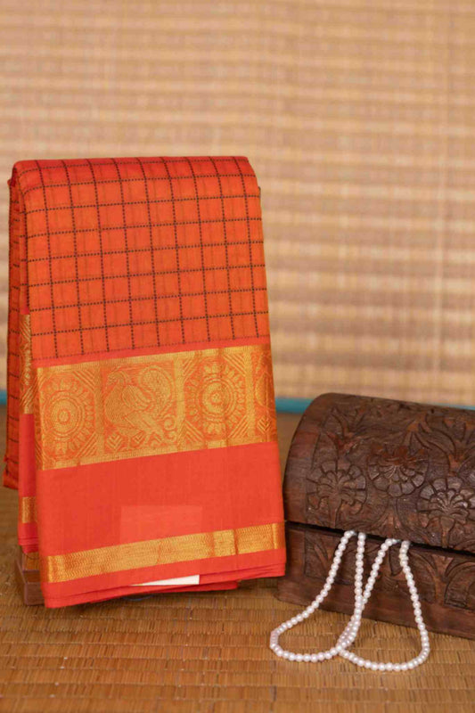 Orange muthu kattam kanchi cotton saree