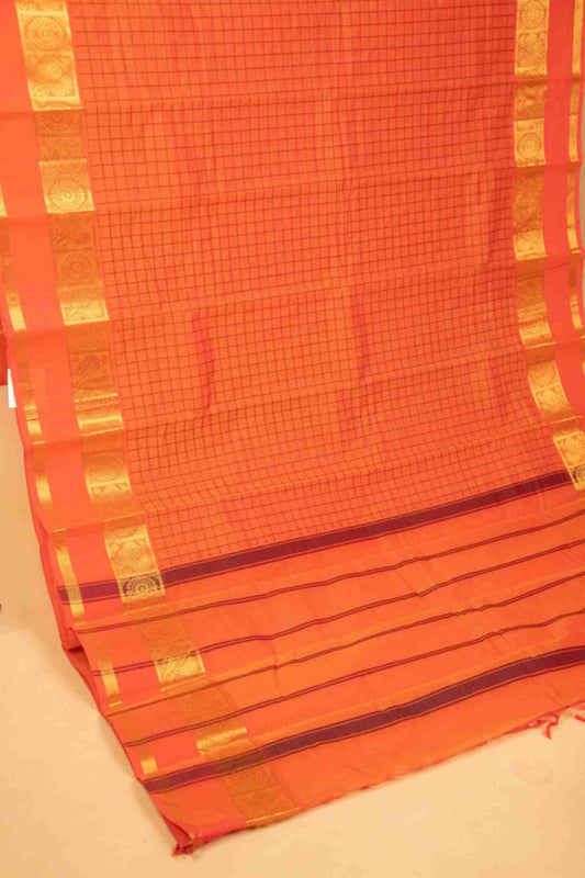 Orange muthu kattam kanchi cotton saree