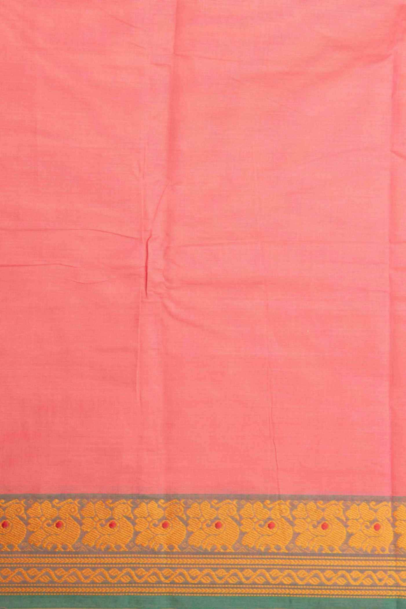 Pink and green kanchi cotton saree