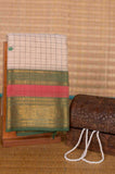 Offwhite and green kanchi cotton saree