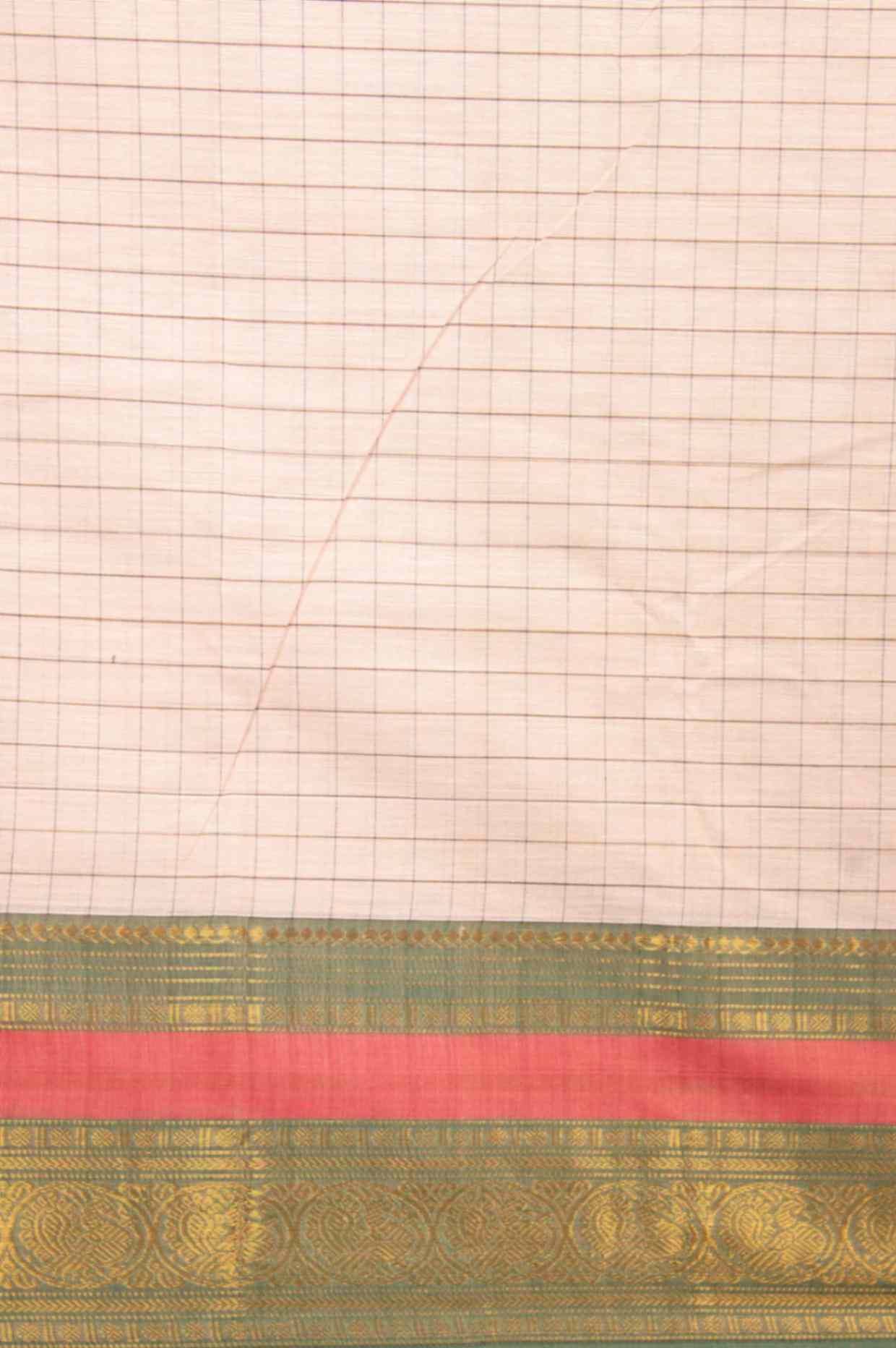 Offwhite and green kanchi cotton saree