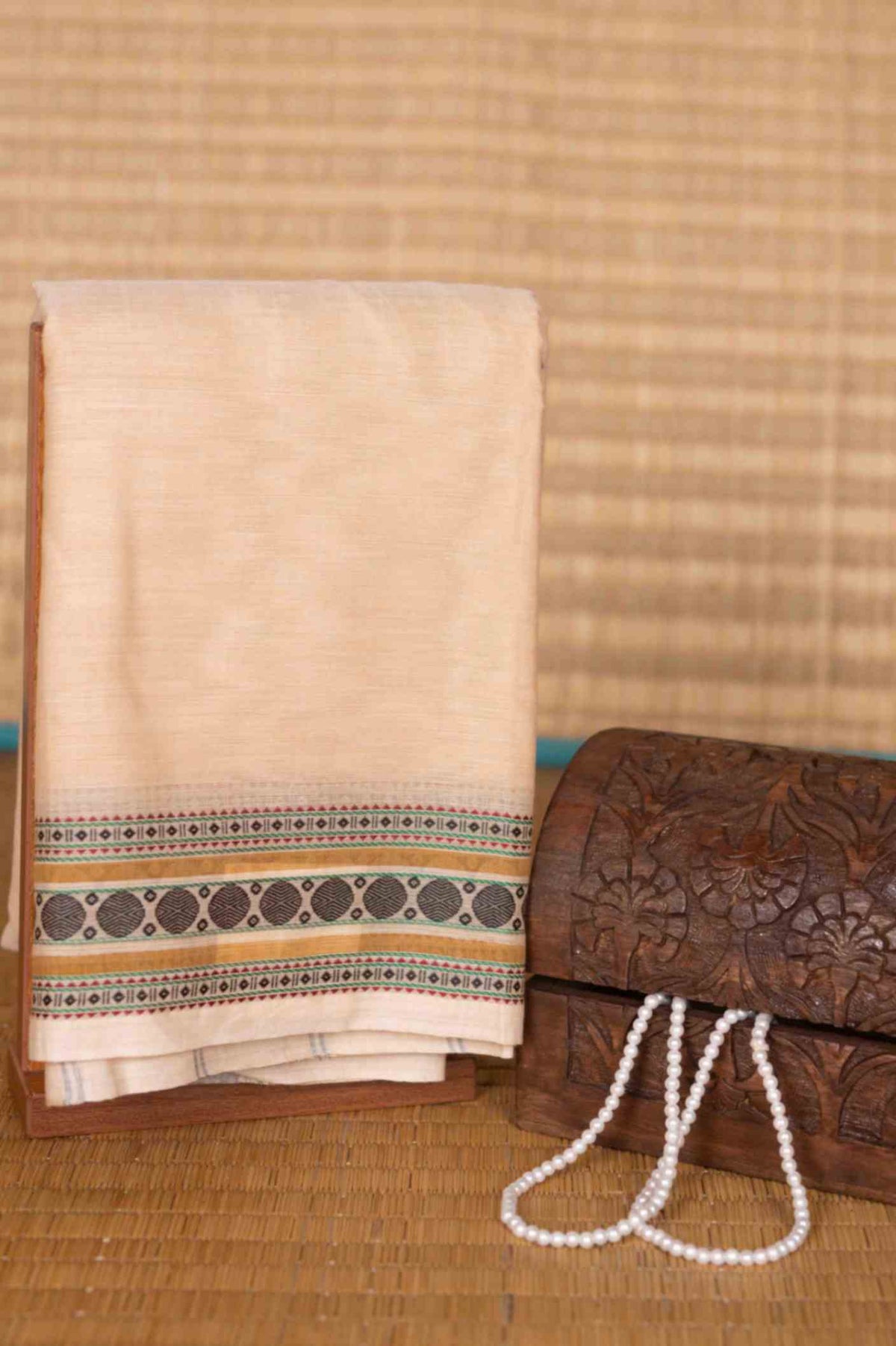 Almond white kanchi cotton saree