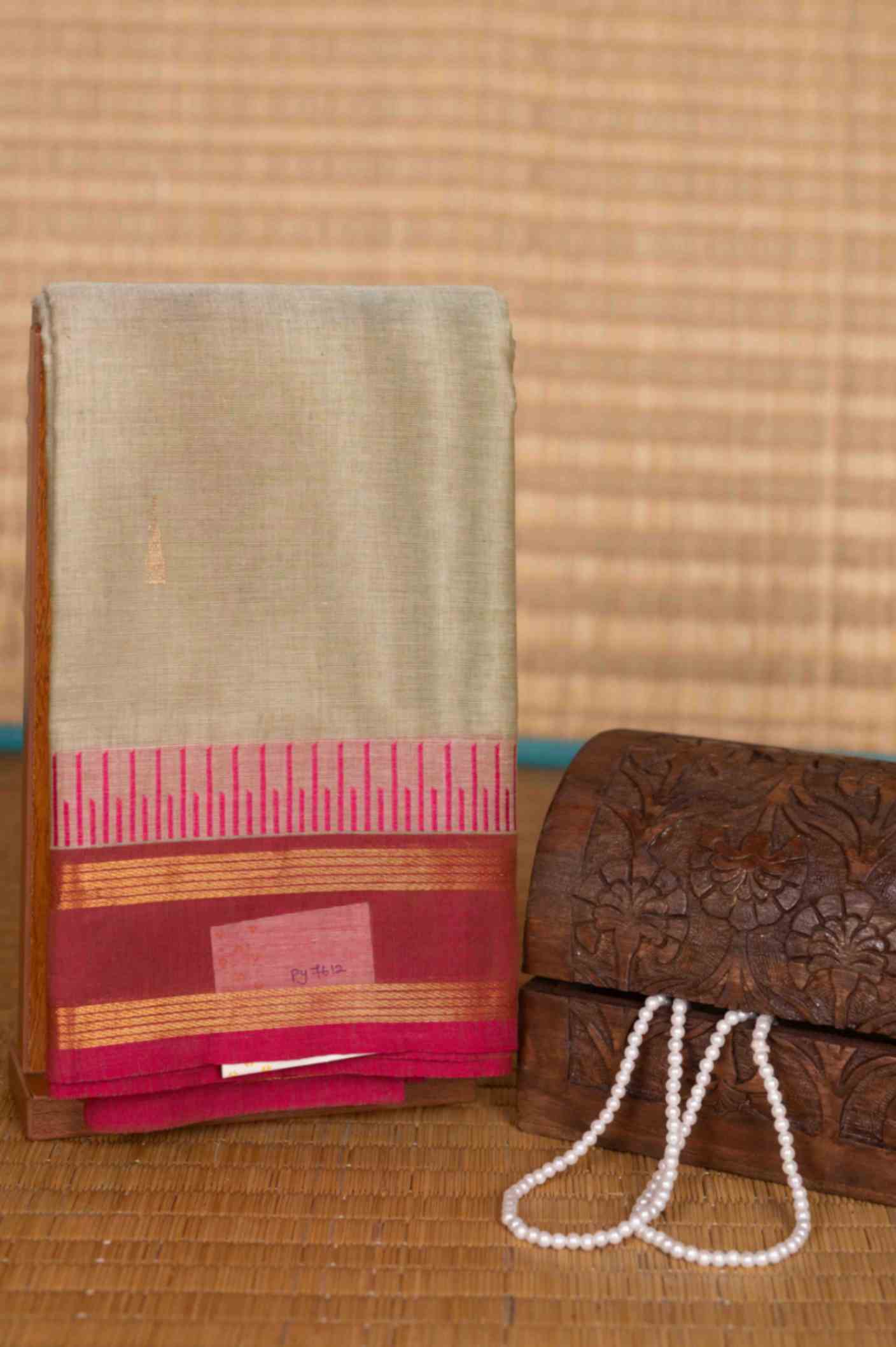 Grey and pink retta pettu kanchi cotton saree