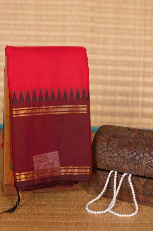 Red ganga jamuna kanchi cotton saree