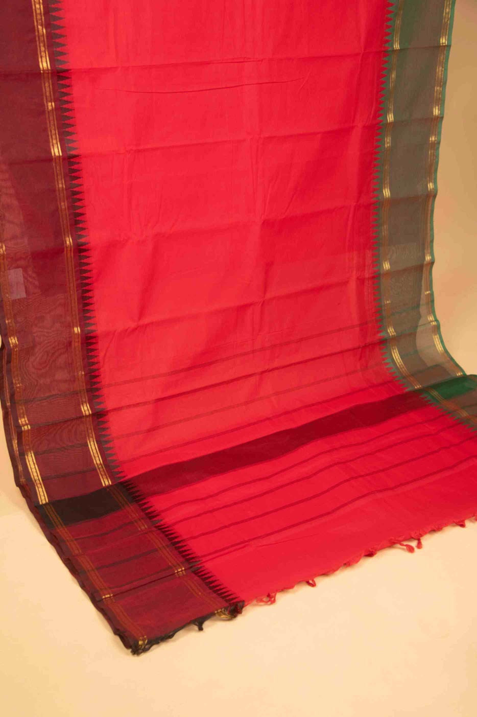 Red ganga jamuna kanchi cotton saree