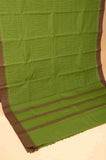 Green and brown kanchi cotton saree