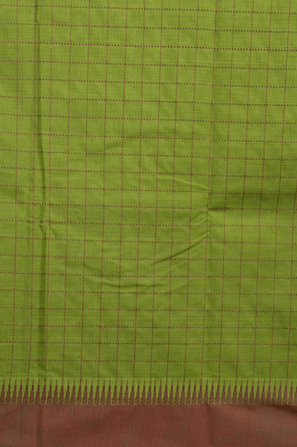 Green and brown kanchi cotton saree