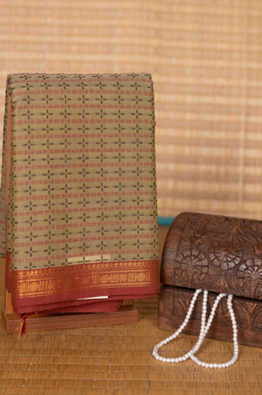 Greenish grey kanchi cotton saree