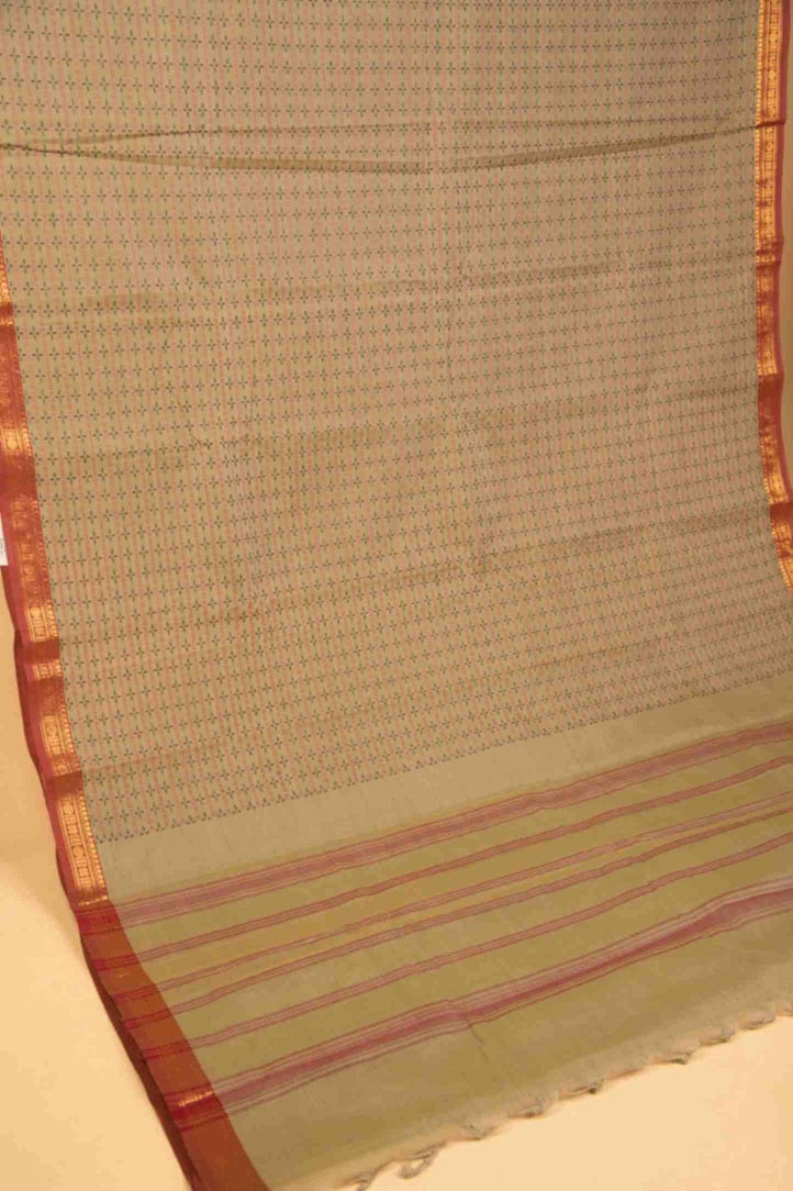Greenish grey kanchi cotton saree