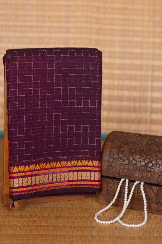 Purple kanchi cotton saree