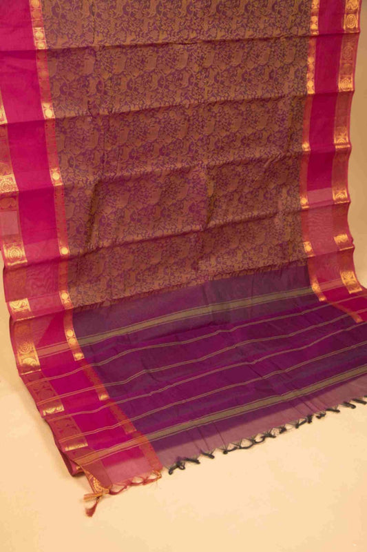 Purple vanasingaram kanchi cotton saree