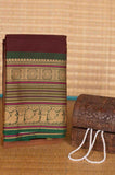 Brown and green kanchi cotton saree