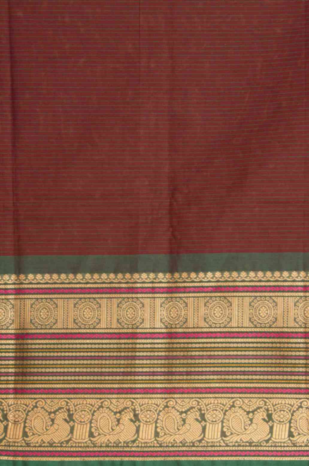 Brown and green kanchi cotton saree