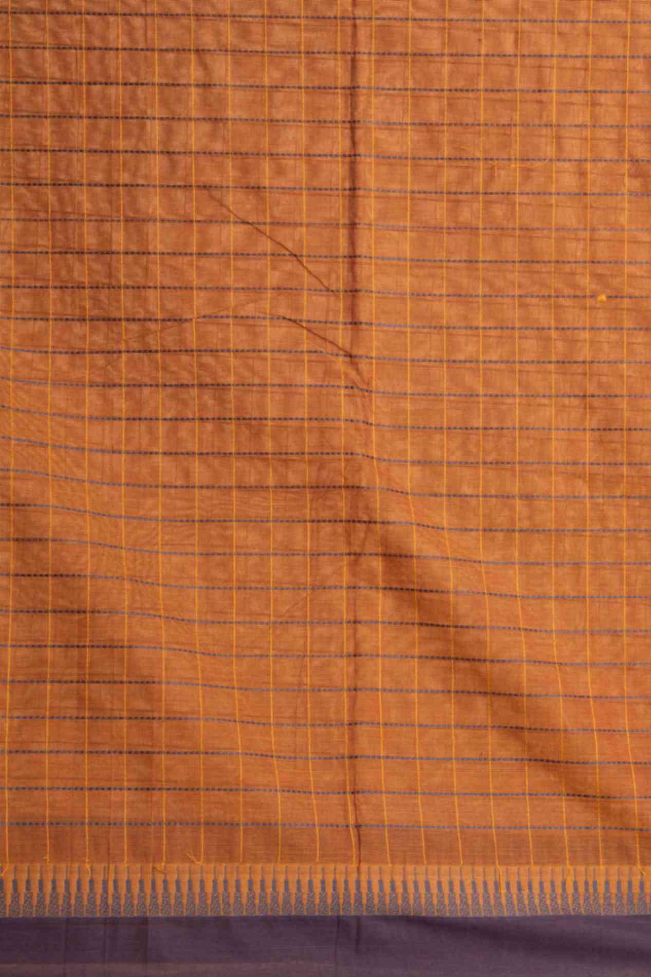Brown and blue kanchi cotton saree