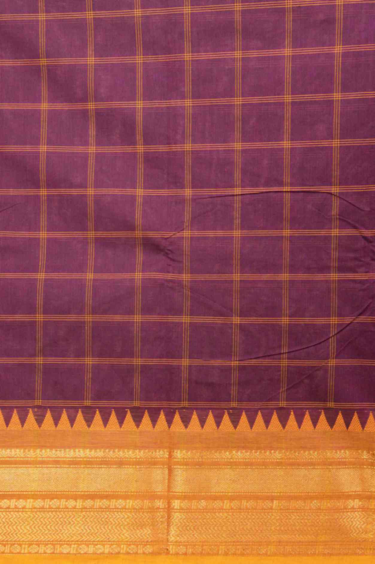 Purple and mustard kanchi cotton saree