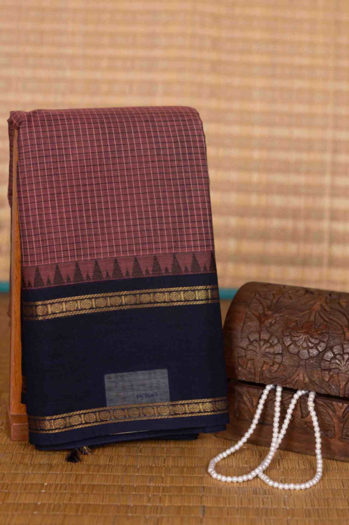 Grape purple and blue kanchi cotton saree