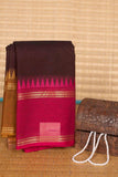 Brown ganga jamuna kanchi cotton saree