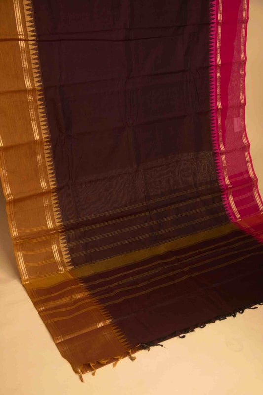 Brown ganga jamuna kanchi cotton saree