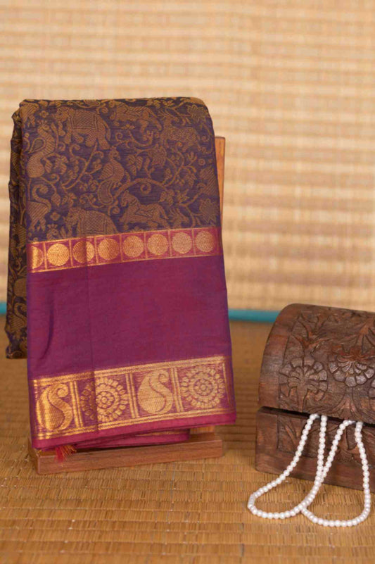 Navyblue vanasingaram kanchi cotton saree