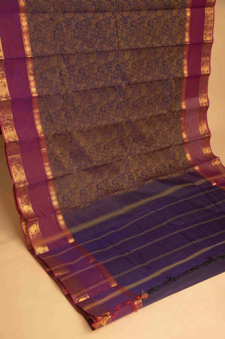 Navyblue vanasingaram kanchi cotton saree