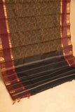 Black and magenta kanchi cotton saree