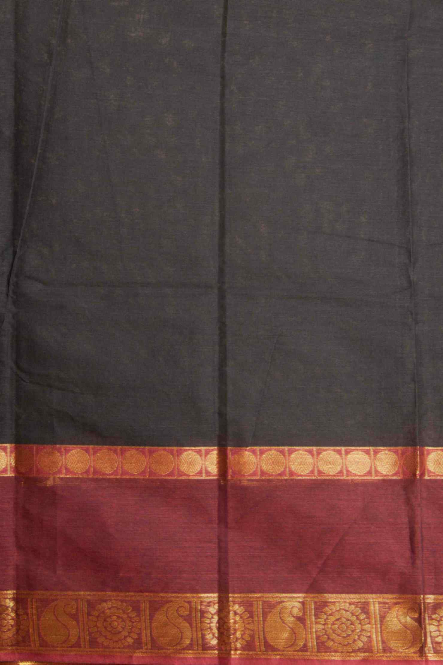Black and magenta kanchi cotton saree
