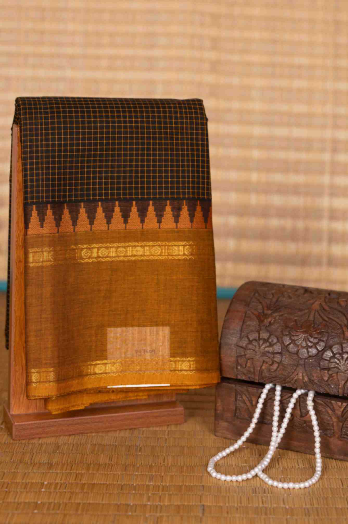 Black kanchi cotton saree