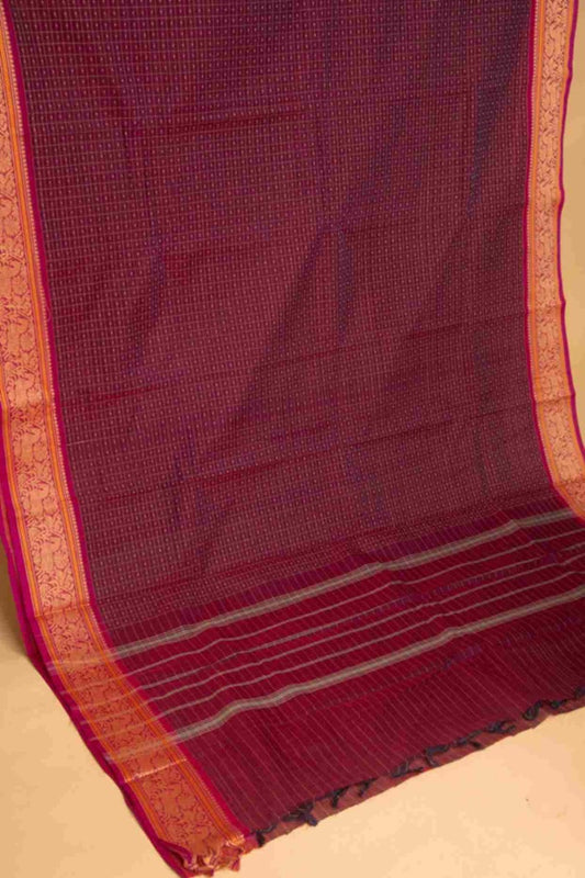 Purple aayiram butta kanchi cotton saree