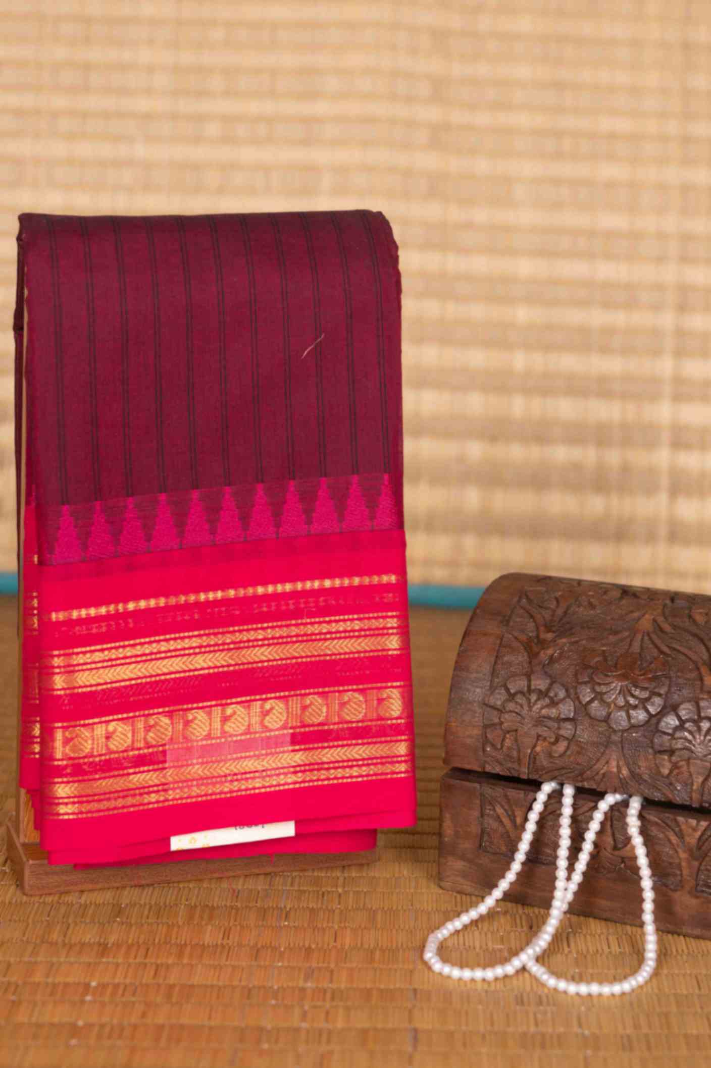 Purple adukku pettu kanchi cotton saree