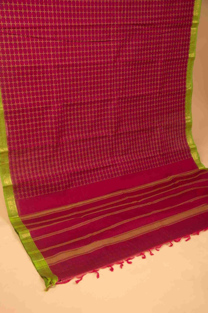Purple and green butta kanchi cotton saree
