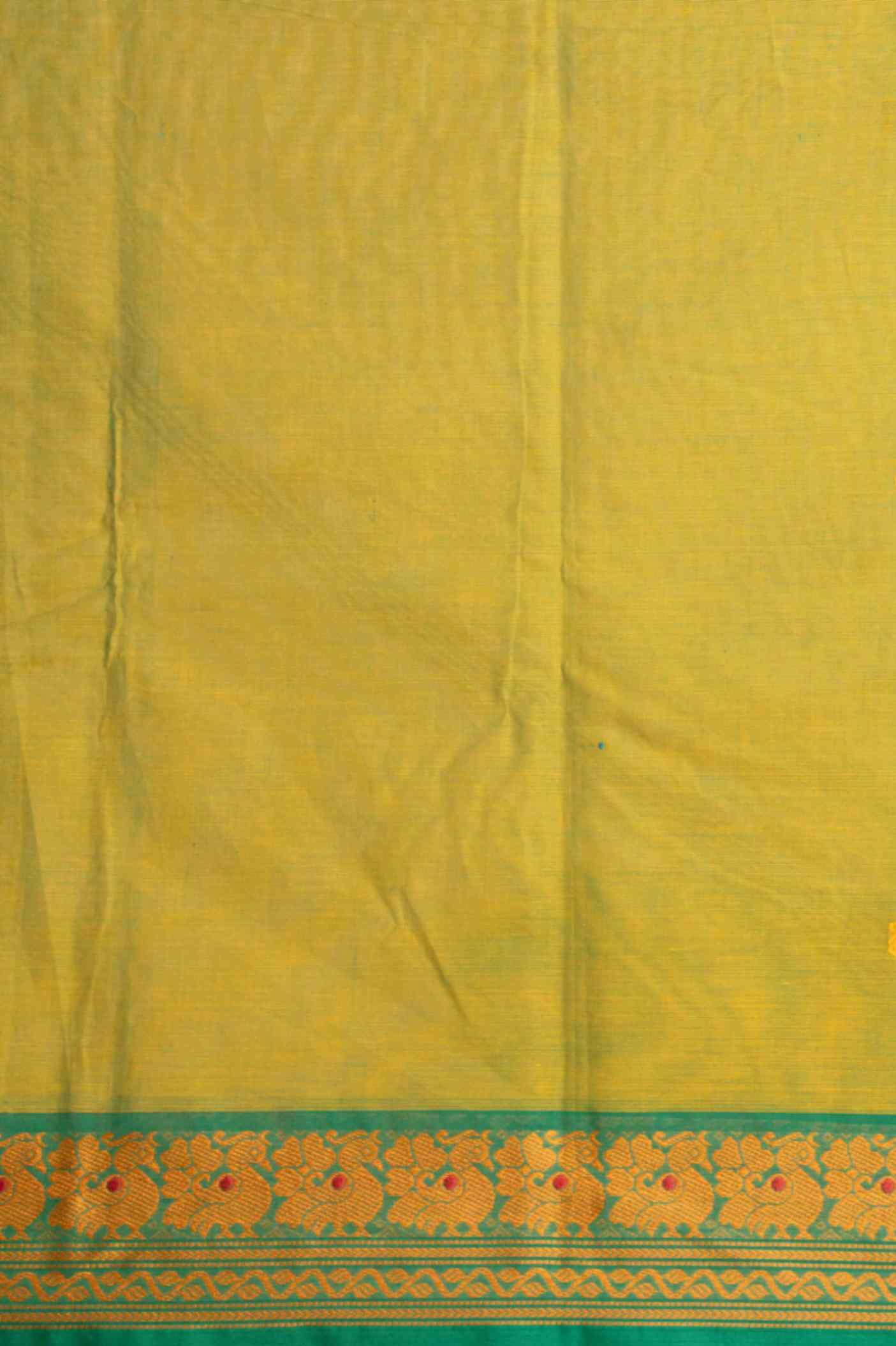 Leaf green kanchi cotton saree