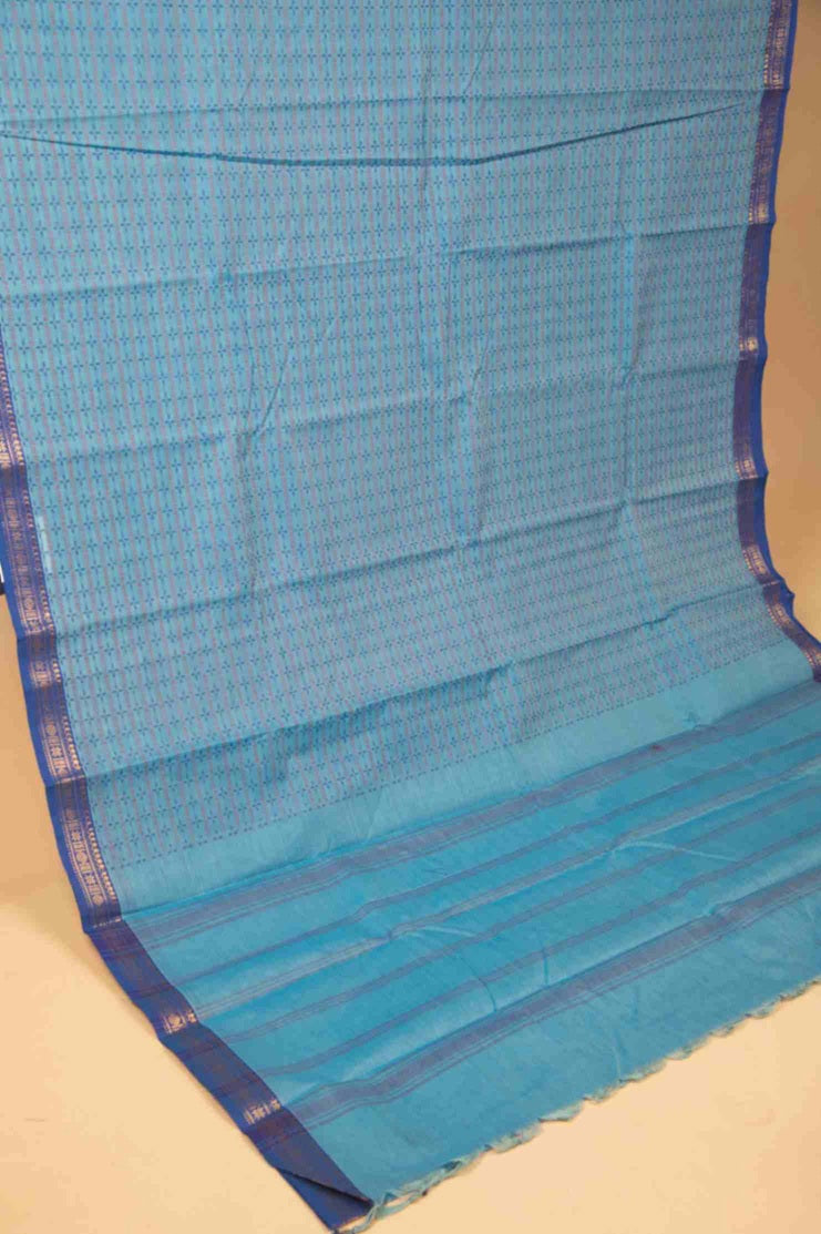 Blue korvai kanchi cotton saree