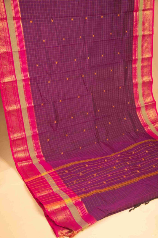 Purple traditional kanchi cotton saree