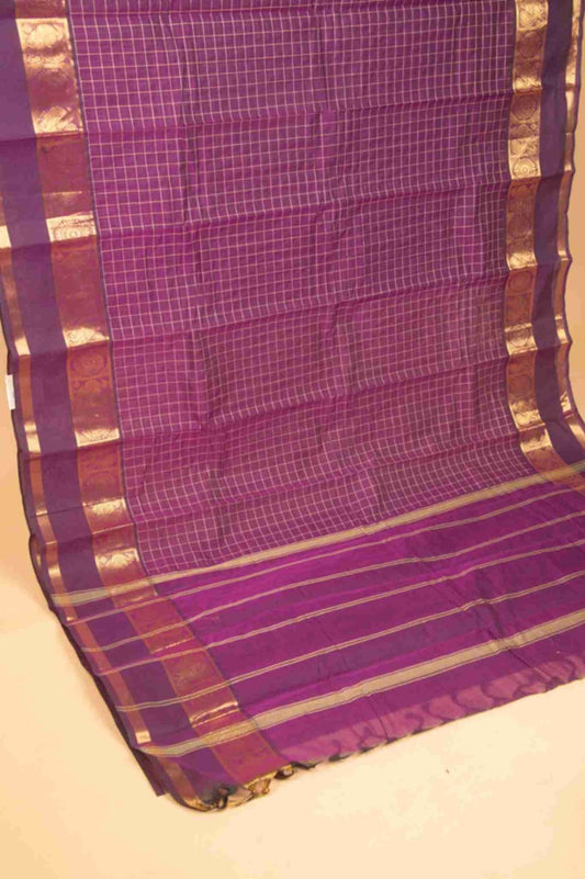 Purple muthu kattam kanchi cotton saree