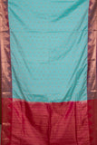 Pastel blue temple border semi soft silk saree