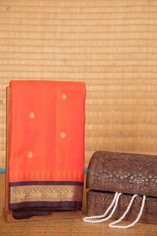 Orange and purple pure touch silk saree