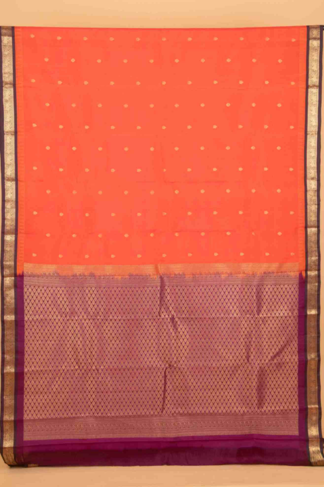 Orange and purple pure touch silk saree