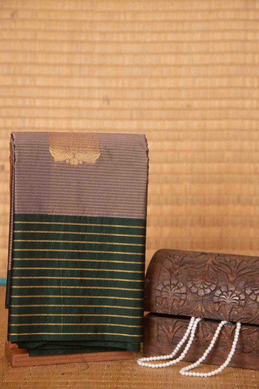 Grey and green varusaipet soft silk saree