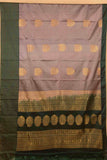 Grey and green varusaipet soft silk saree