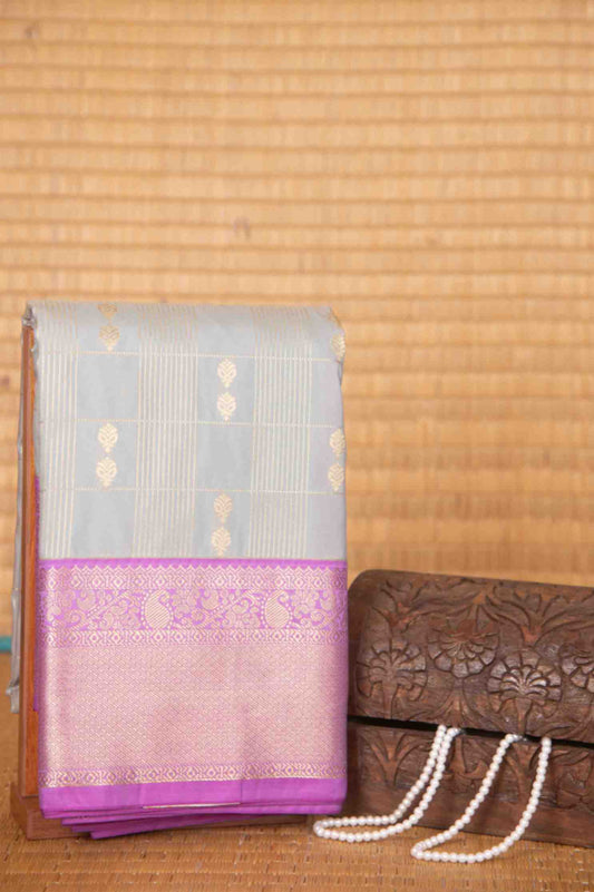 Grey and lavender semi silk saree