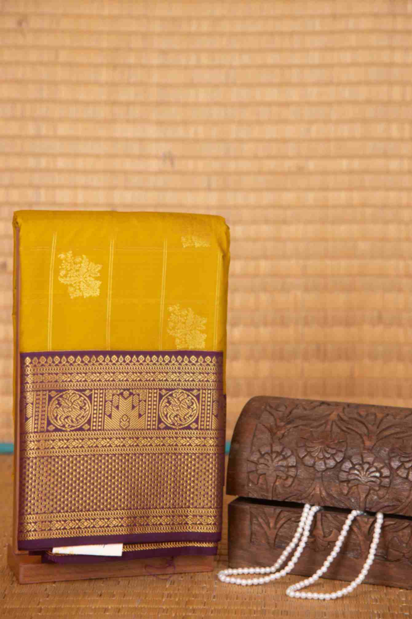Mehendi green and purple soft silk saree