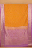 Marigold yellow and lavender soft silk saree